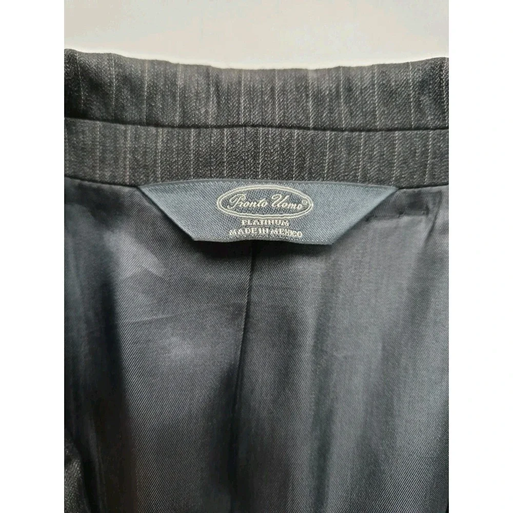 Pronto Uomo Mens Wool Sports Coat 44R Gray Stripe Italy 2 Button Blazer